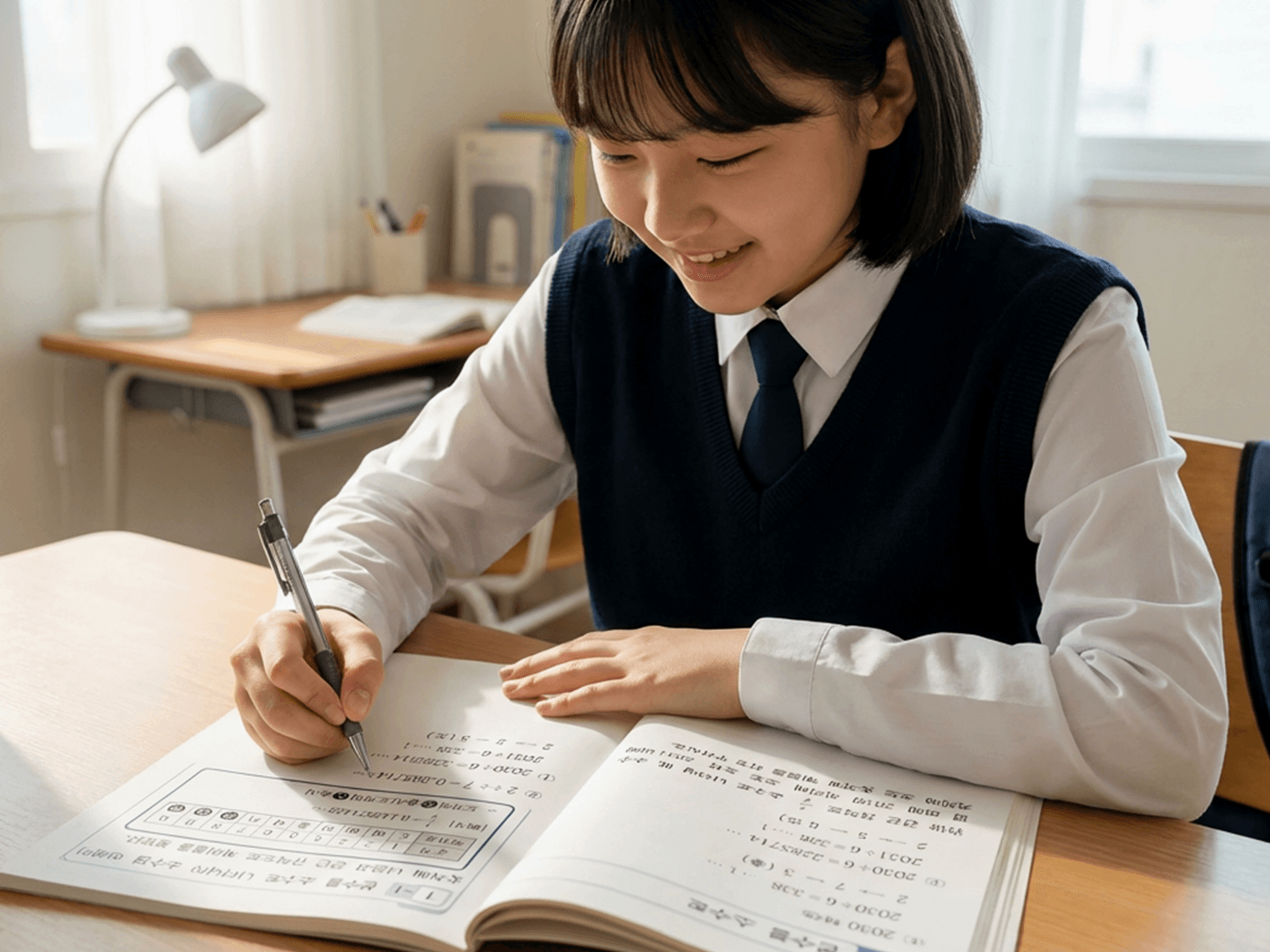 서술형 답안을 작성하는 학생